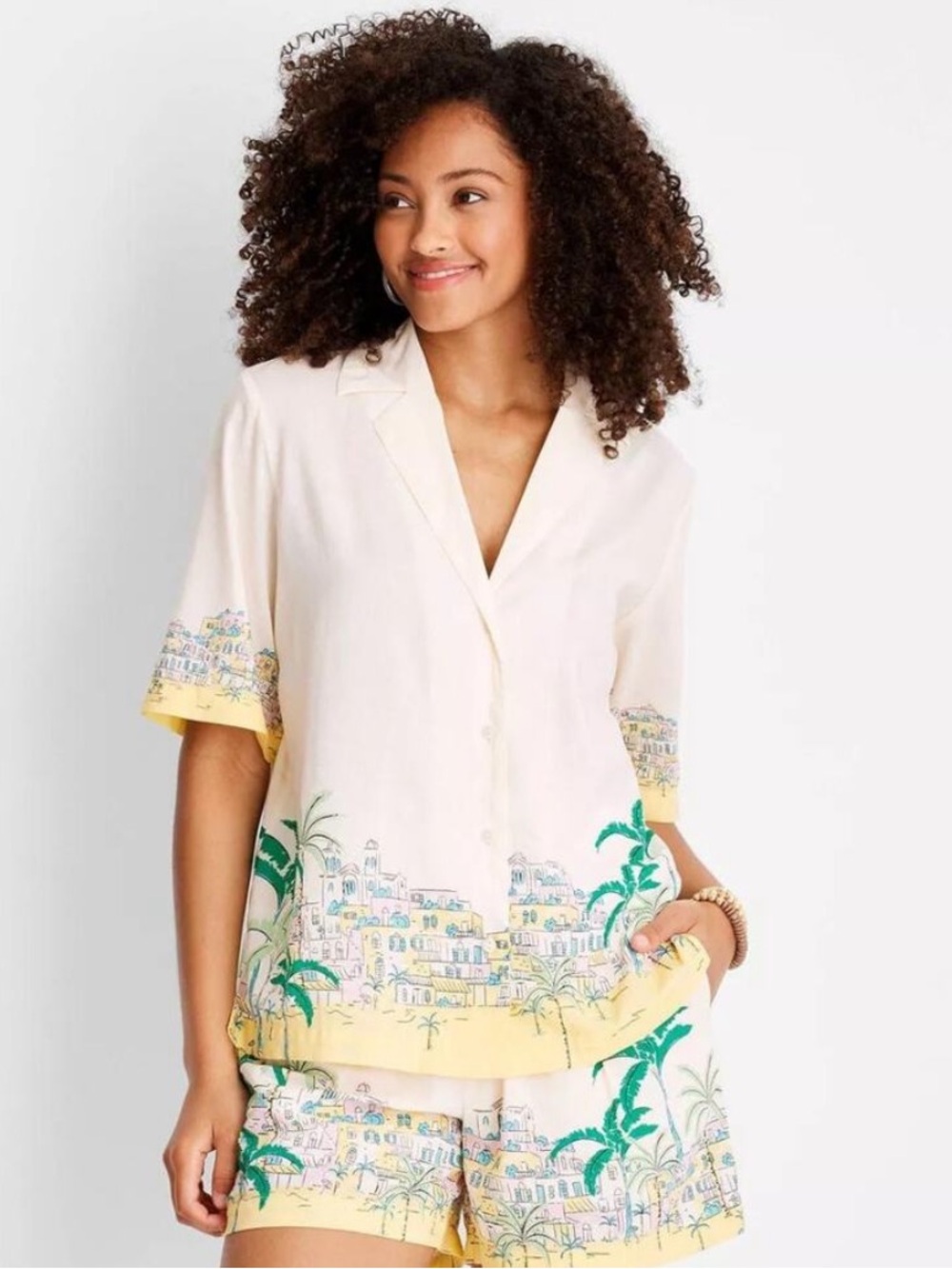 Future Collective Womens Button-Up Shirt XS Cotton & Rayon